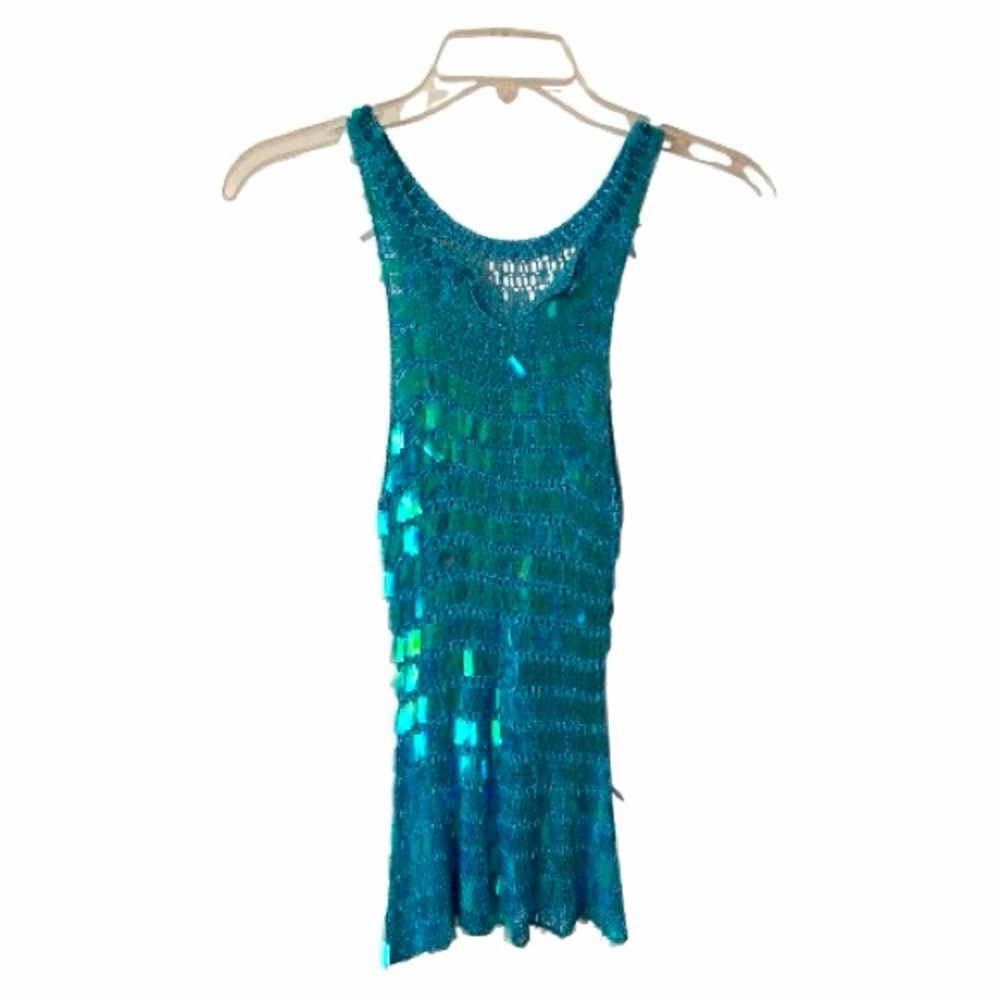 Turquoise Shimmer Festive Party Tank 🪩🩵 - Picture 10 of 10